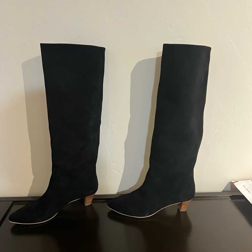 SILENT D TONARS KITTEN-HEELED BOOTS, BLACK, Suede, size 38, great condition